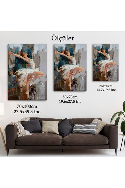 Beyaz Elbiseli Bale Yapan Güzel Kız Duvar Tablosu-6077