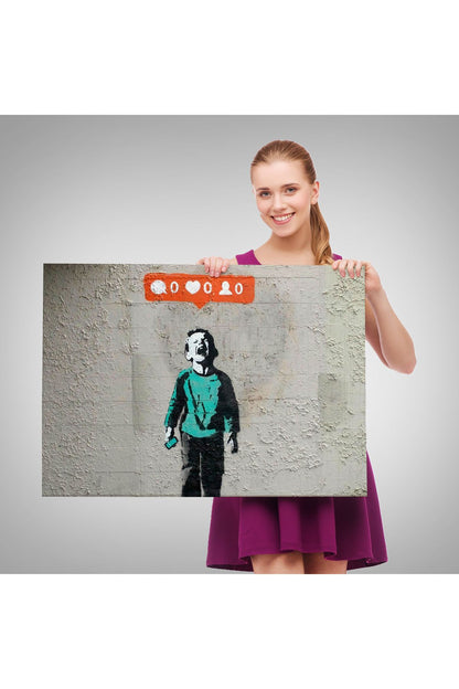Bansky Takipçisi Olmadığı İçin Ağlayan Sosyal Medya Cocugu Kanvas Tablo-5021