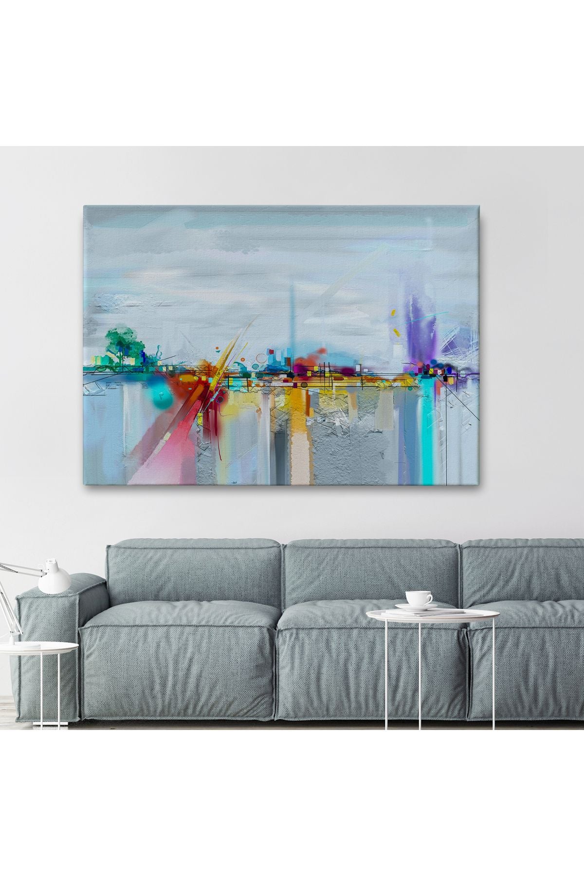 YB Fırça Darbeli Soyut Yağlıboya Görünüm Dekoratif Kanvas Duvar Tablosu-3583