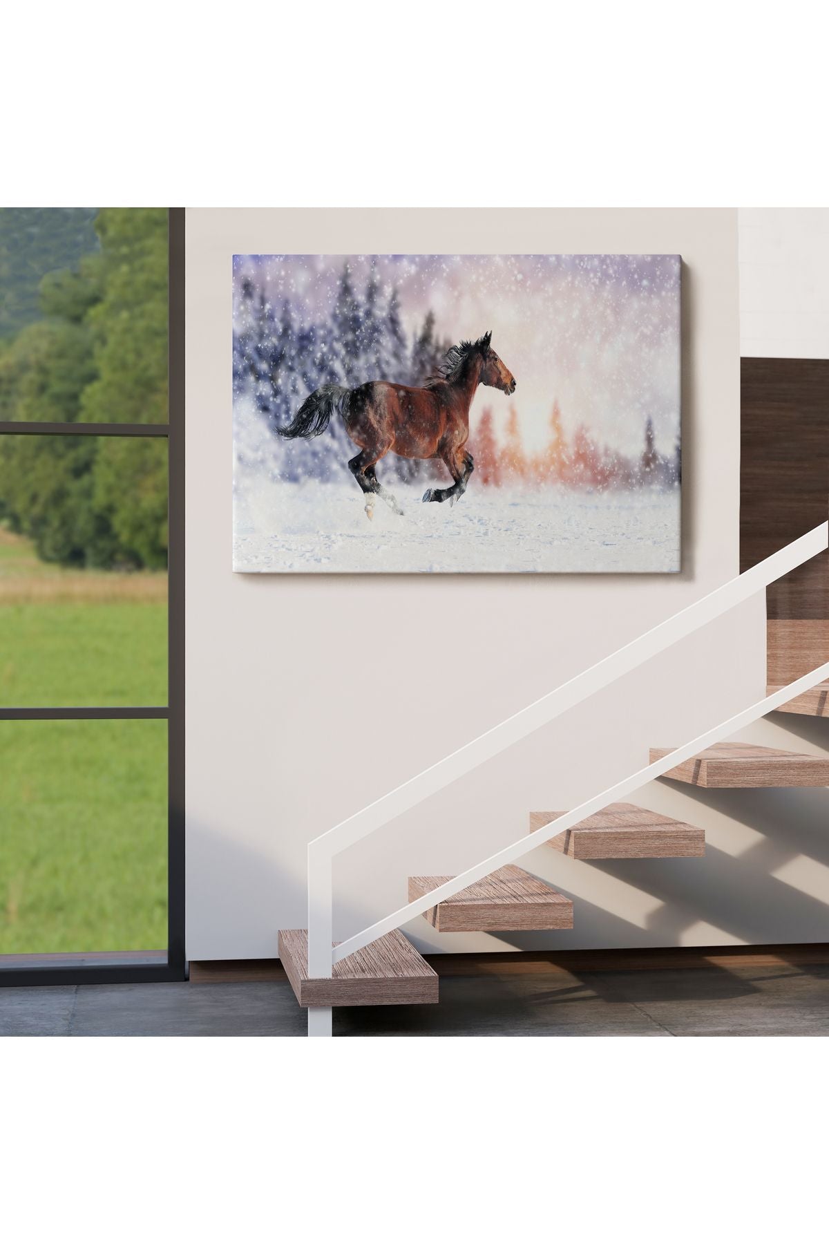 Karda Koşan At Dekoratif Kanvas Tablo 1133