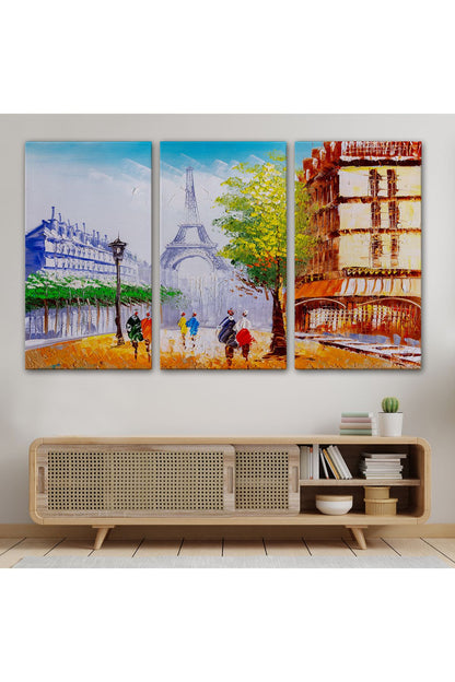 Eyfel Kulesi Manzaralı Yağlıboya Görünüm Dekoratif Kanvas Duvar Tablosu-3484