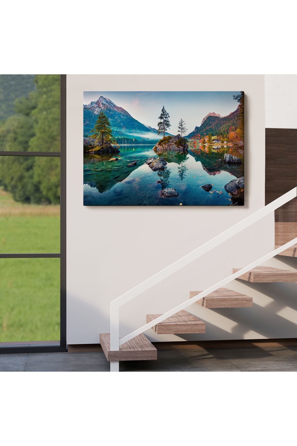Özel Tasarım, Dekortif BaskıHintersee Gölü Almanya Dekoratif Kanvas Duvar Tablosu-3563