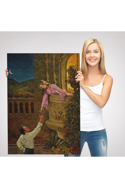 Sevgilisine Çiçek Veren Kadın Duvar Tablosu-6241