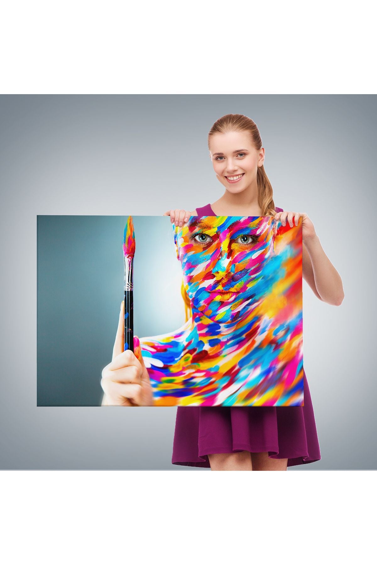 Sanatçı Kadın Dekoratif Kanvas Duvar Tablosu-3455