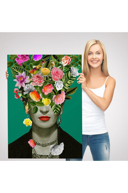 Çiçek Başlı Ünlü Ressam Portresi Kanvas Tablo-5131
