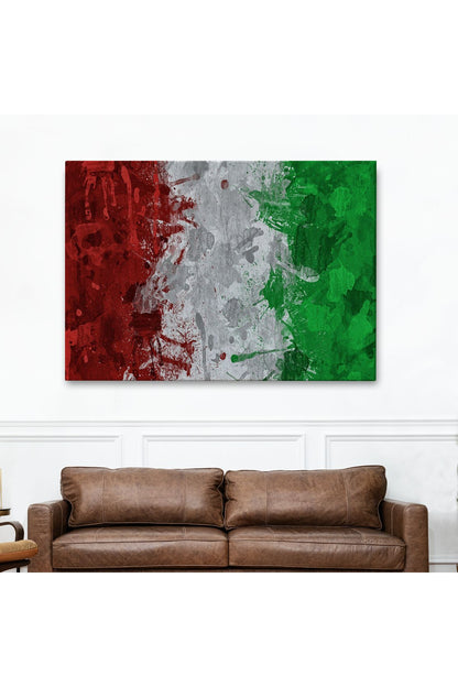 İtalya Bayrağı Kanvas Duvar Tablo, Ev ve Ofis Dekoru, Spor Kulübü, Bar Dekoru-5402