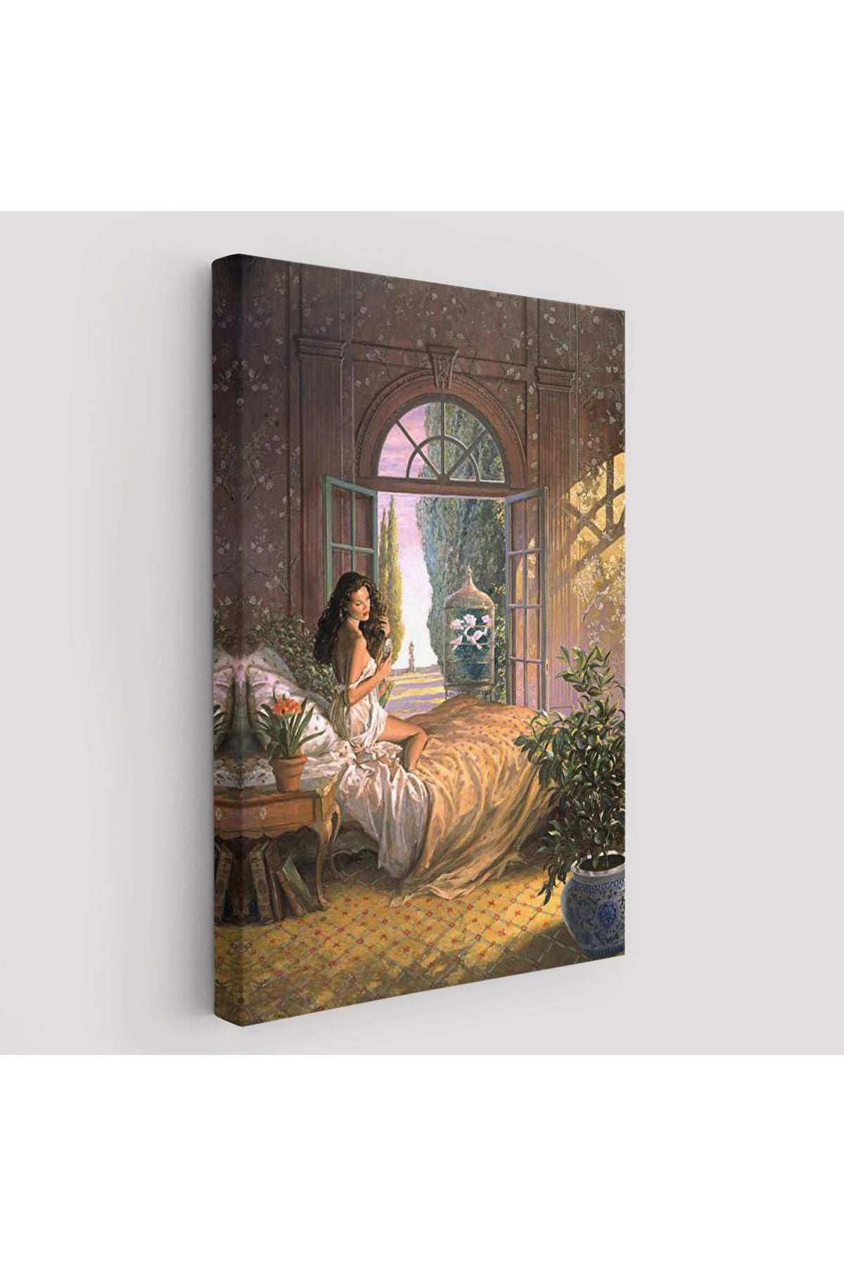 Yataktaki Güzel Kadın Dekoratif Duvar Tablosu-6340