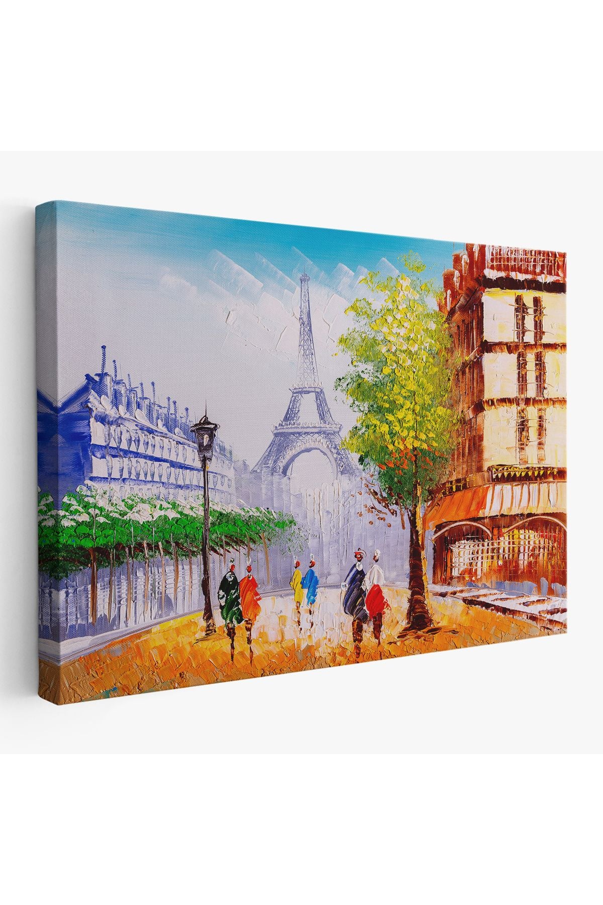 Eyfel Kulesi Manzaralı Yağlıboya Görünüm Dekoratif Kanvas Duvar Tablosu-3484
