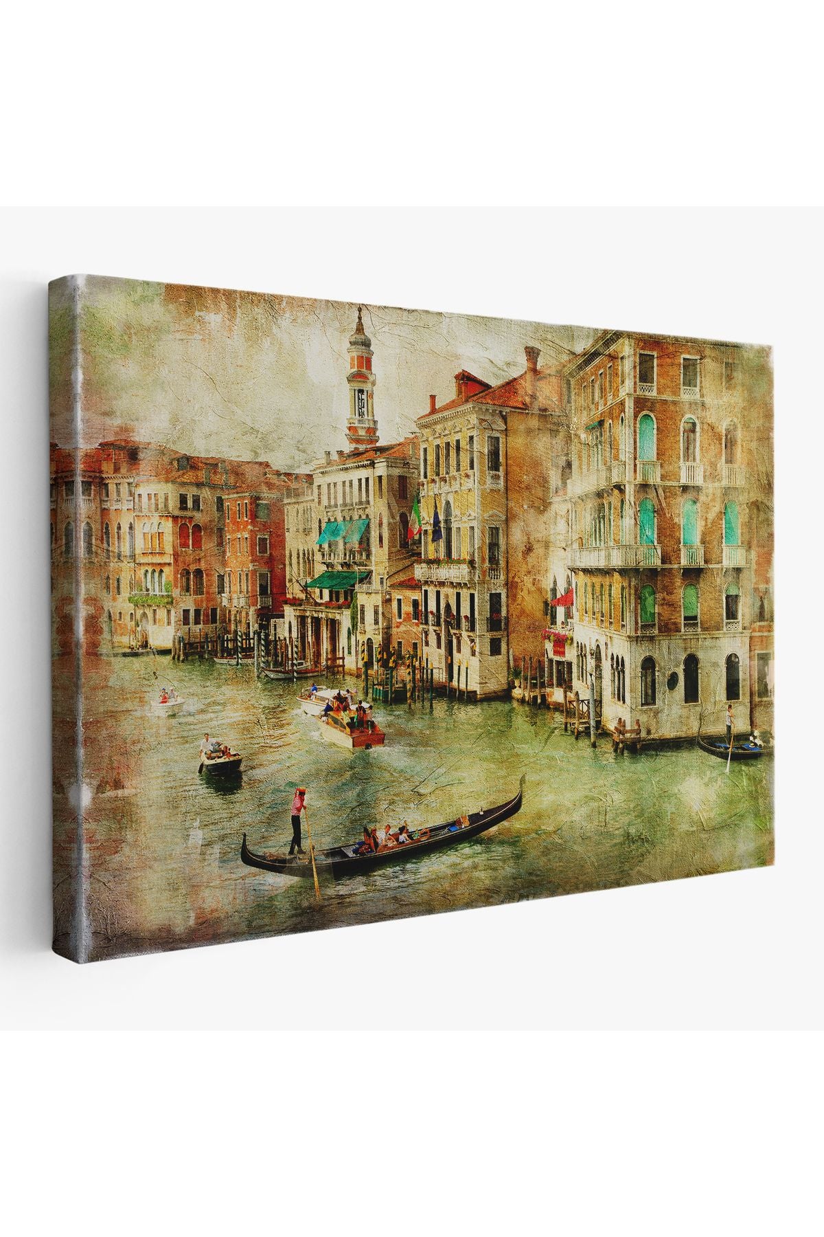 Venedik Kanalları Yağlıboya Çalışması Dekoratif Kanvas Duvar Tablosu-3428