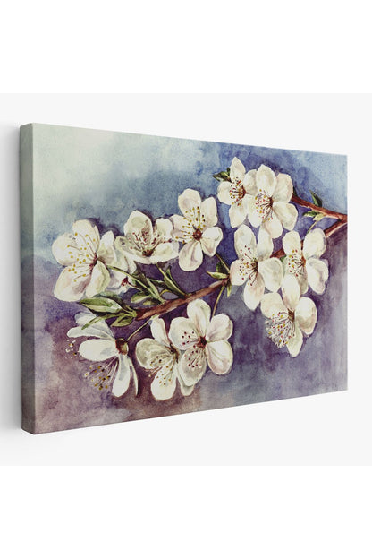 Beyaz Erik Çiçekleri Duvar Tablosu-1234