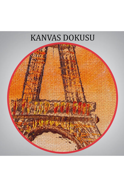 Eyfel Kulesi Manzaralı Yağlıboya Görünüm Dekoratif Kanvas Duvar Tablosu-5929