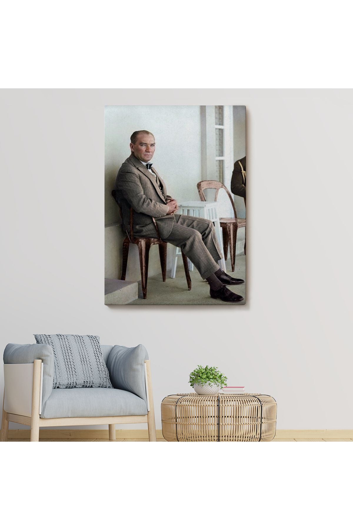 Mustafa Kemal Atatürk'ün Sandalyede Oturan Tablosu -6034