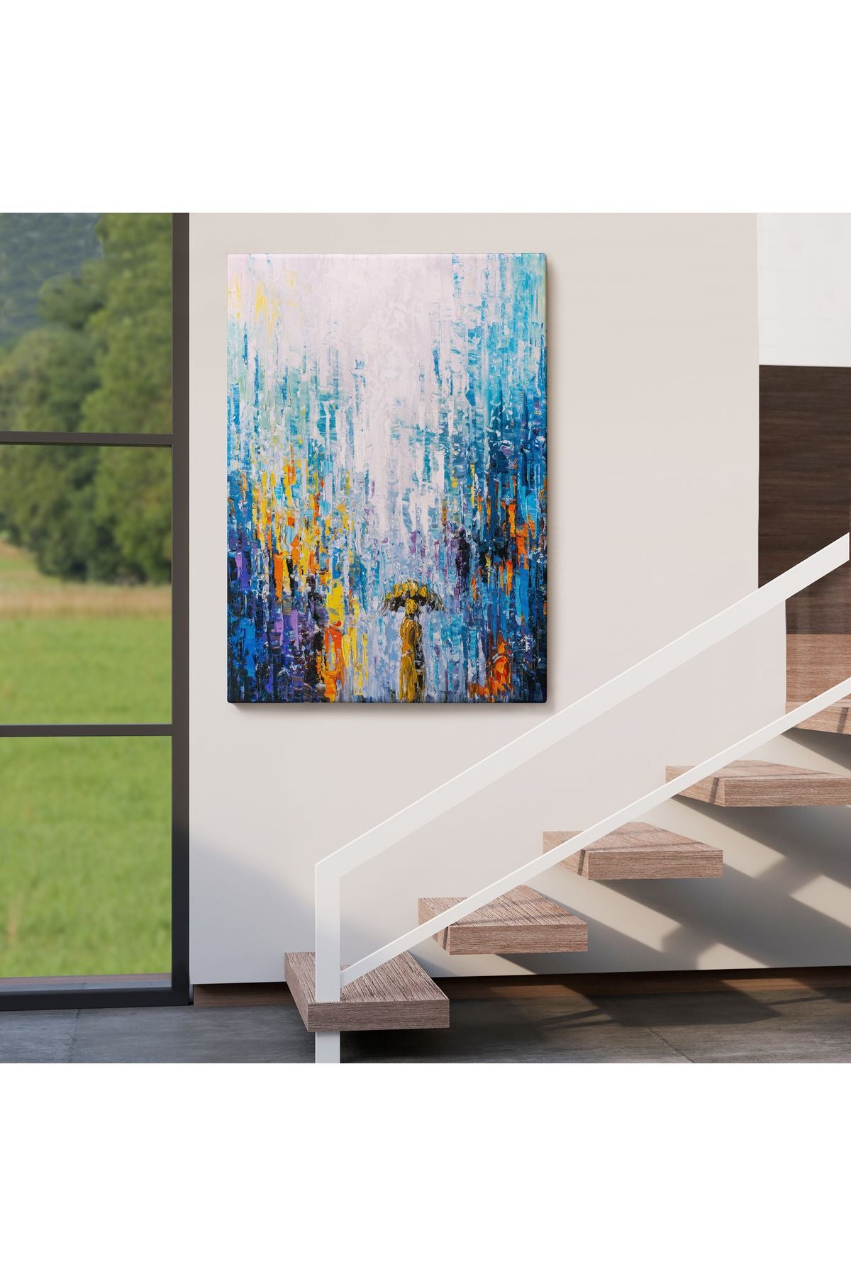 DB Yağmurlu Bir Gün Yağlıboya Görünüm Dekoratif Kanvas Duvar Tablosu-5953