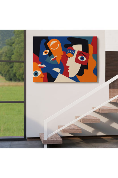 Picasso Tarzı Soyut İnsan Yüzleri Kanvas Duvar Tablosu-1195