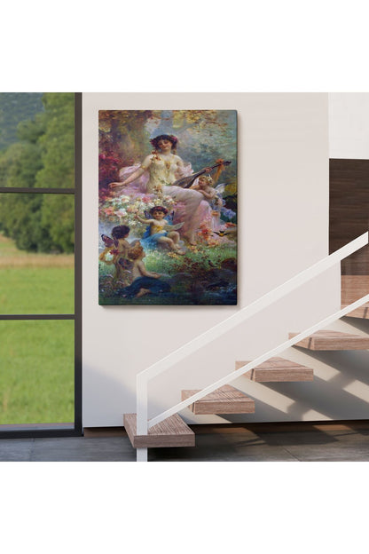 Bahçedeki Anne ve Melekleri Dekoratif Duvar Tablosu-6214