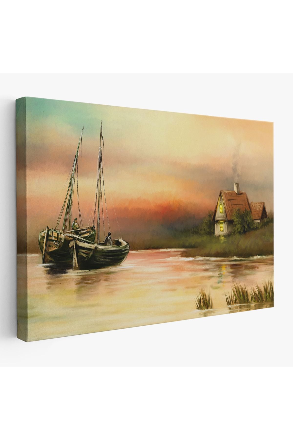 Rusya Köy Balıkçıları Manzara Duvar Tablosu-1229