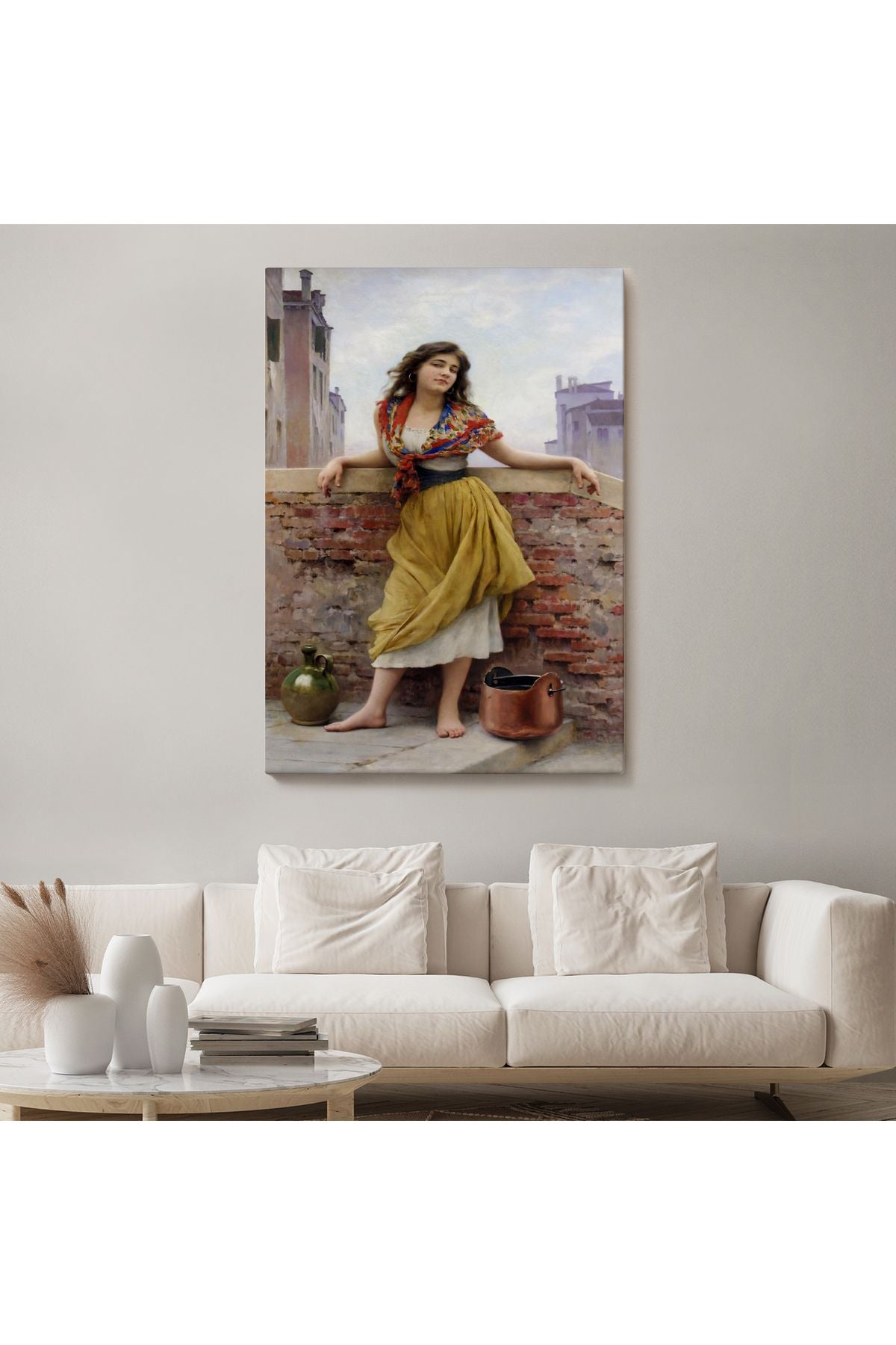 The Watercarrier Eugene de Blaas Su Taşıyan Kız Tablosu-6435