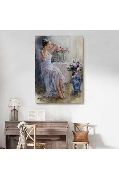 Beyaz Elbiseli Güzel Kız Dekoratif Duvar Tablosu-6108