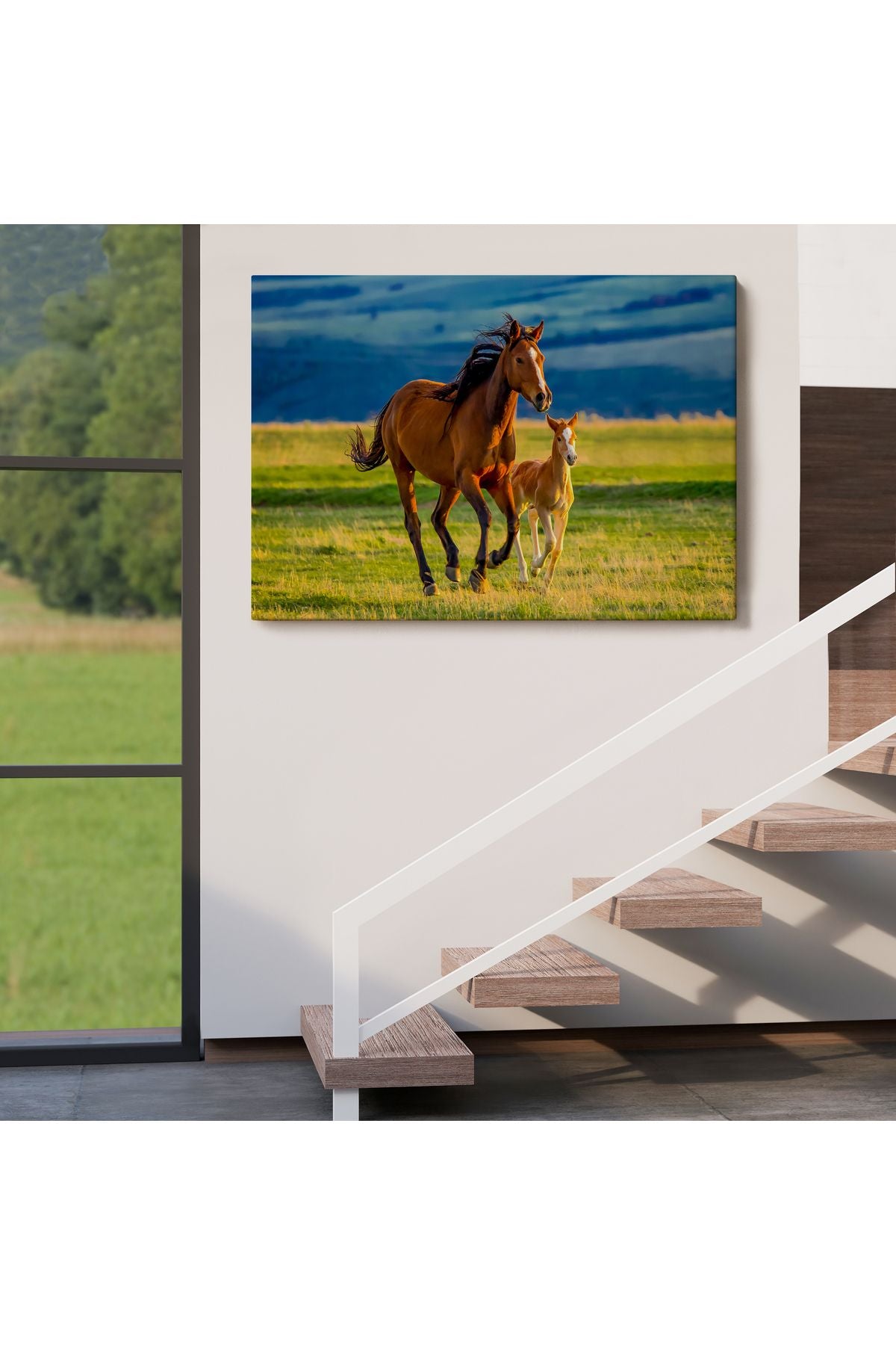 At ve Tay Manzaralı Dekoratif Kanvas Tablo 1173