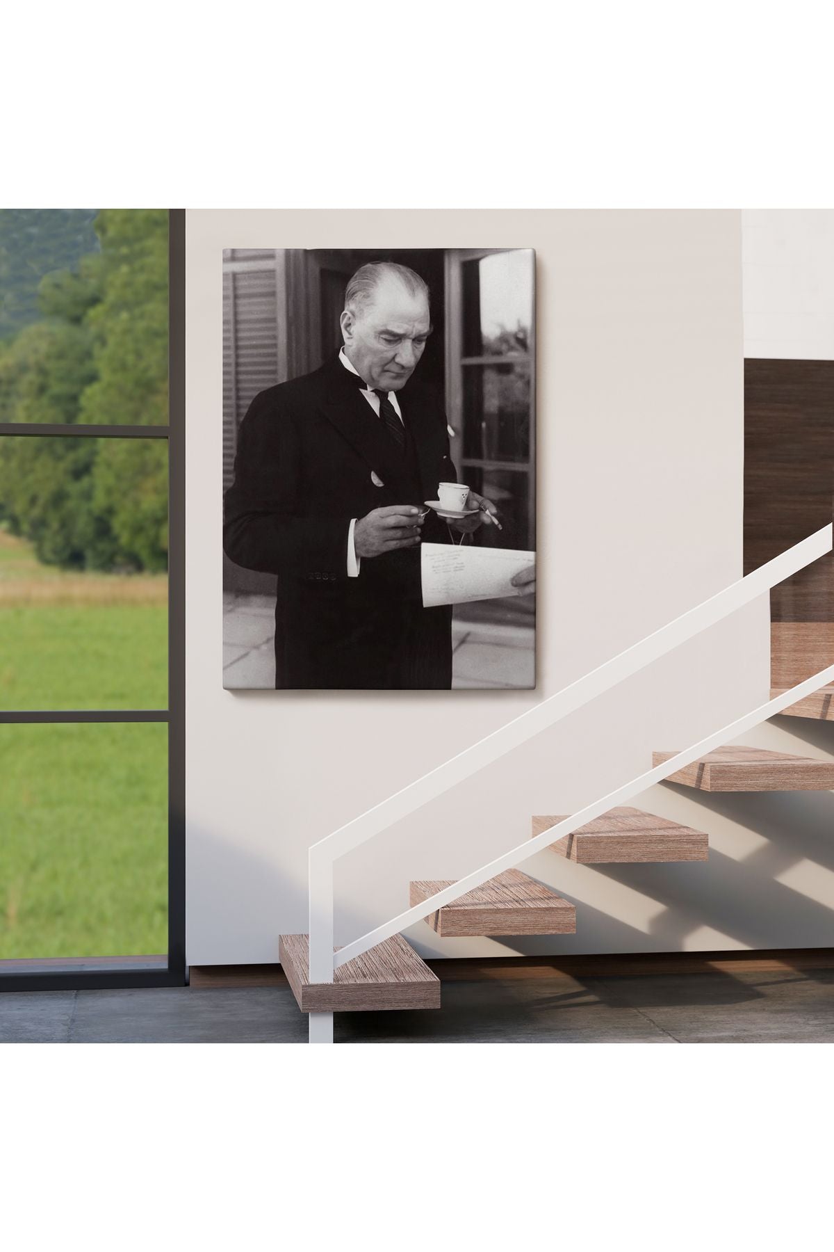 Atatürk Portre Tablosu Mustafa Kemal Atatürk Dikdörtgen Dekoratif Kanvas Tablo-FR-141