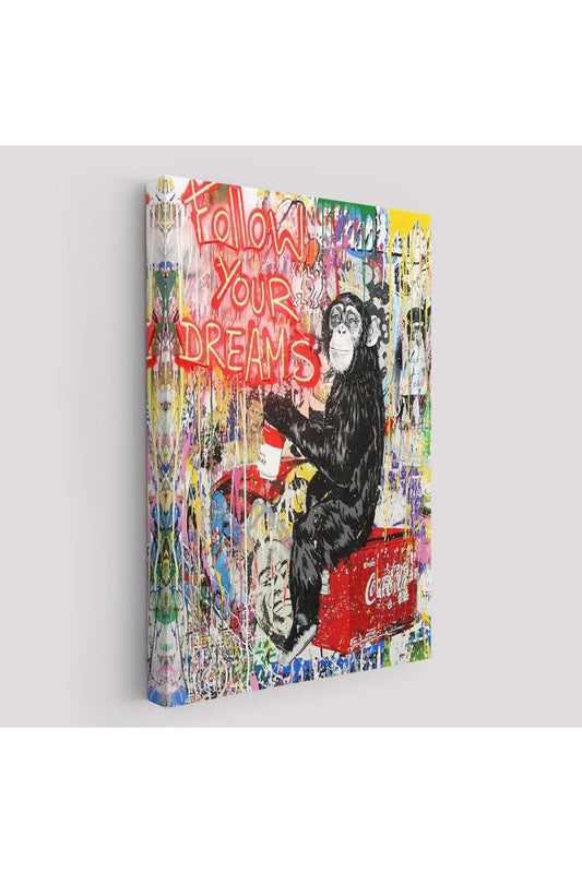 trndry seri001 Hayallerinin Peşinden Git,Maymun Graffiti Posteri, Banksy Graffiti Kanvas Tablo-5304
