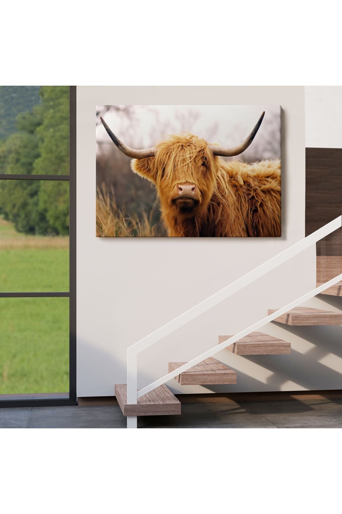 Özel Tasarım, Dekortif BaskıAmerikan Yayla İneği Kanvas Tablo-5156