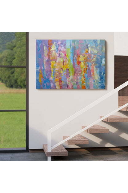 Yüksel Dokulu Soyut Yağlıboya Görünüm Dekoratif Kanvas Duvar Tablosu-3570