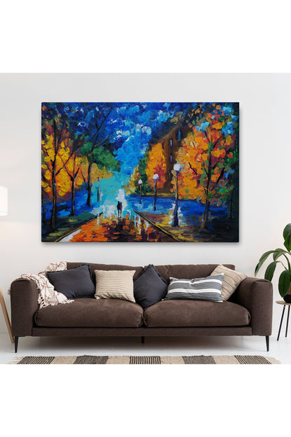 Ormanda Gece Yürüyüsü Dekoratif Kanvas Duvar Tablosu-3429