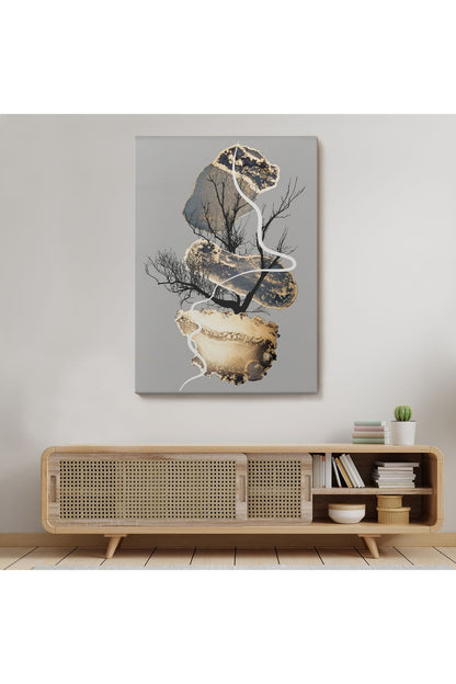 Geometrik Formda Soyut Desenler Dekoratif Kanvas Tablo-5181