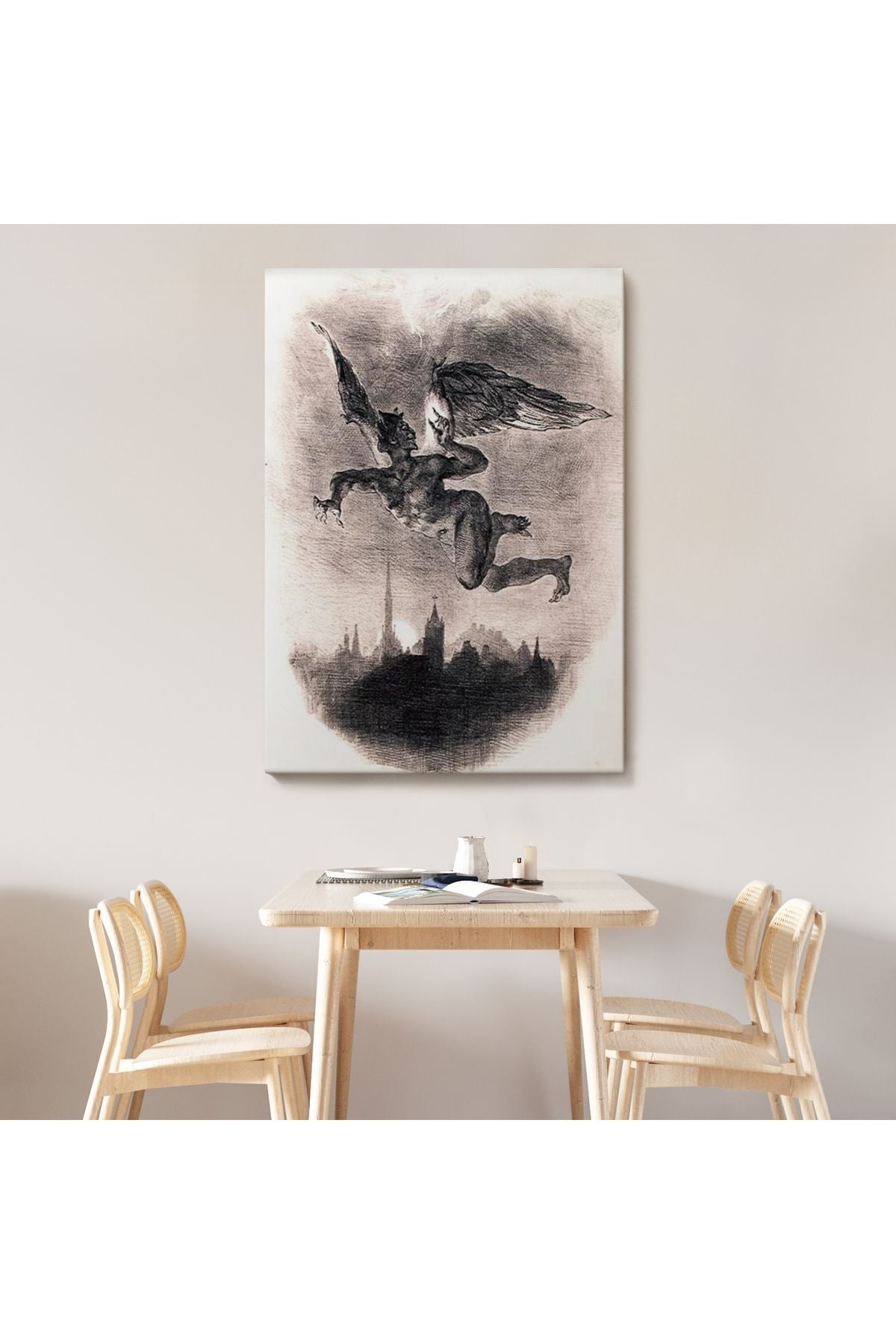 Goethe'nin Faust'undan Mephistopheles'in Gökyüzündeki Önsözü Kanvas Tablo-5301