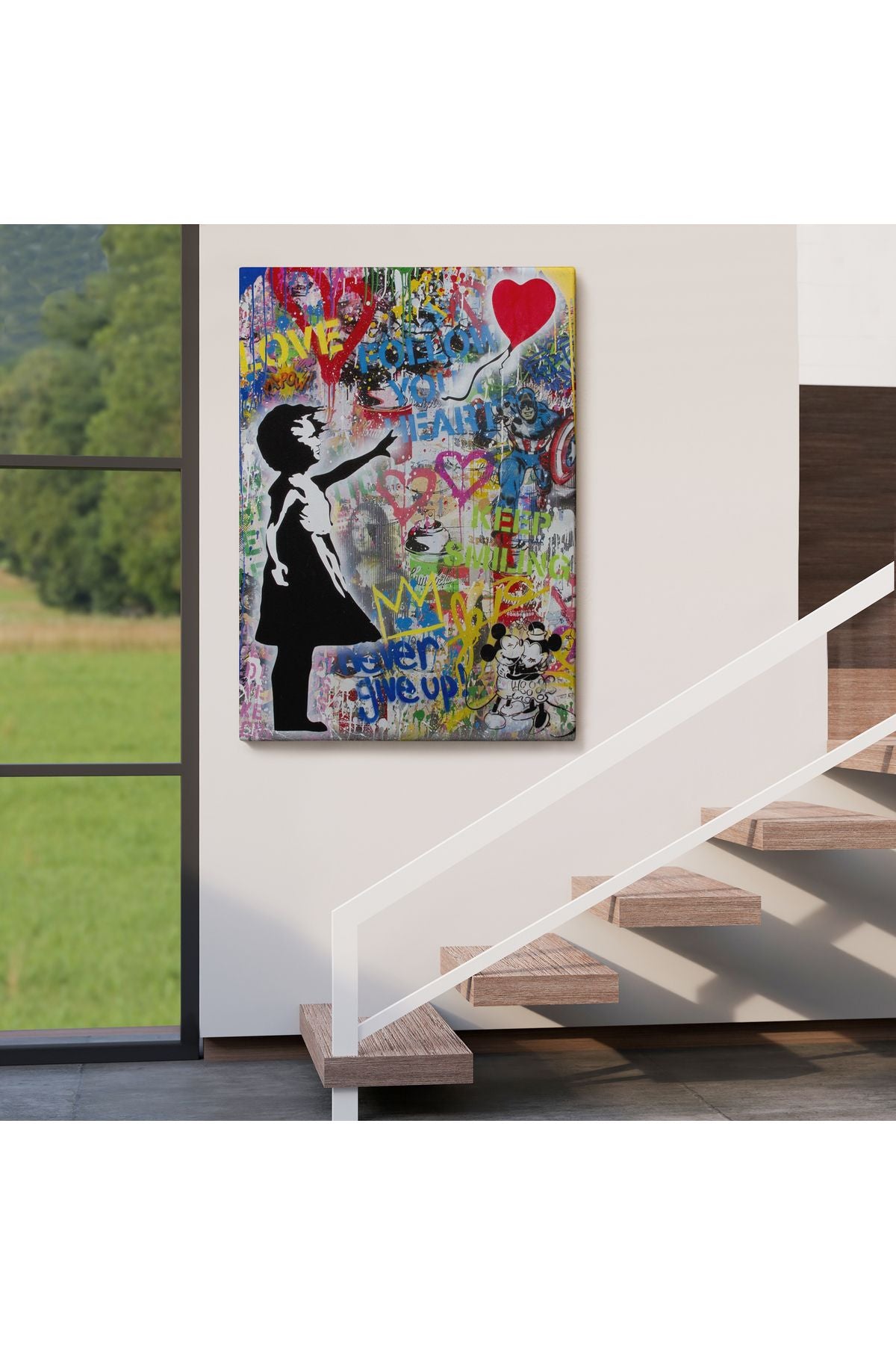 Renkli Balon Kız Sanatı, Banksy Kanvas Tablo-5317