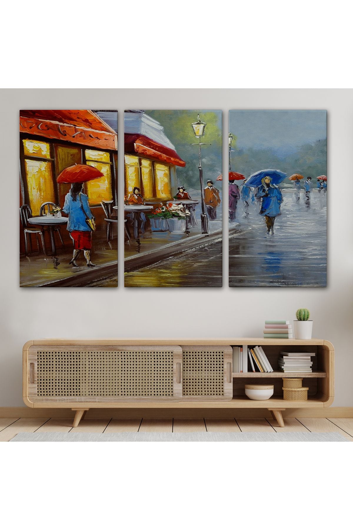 Yağmurlu Bir Gün Yağlıboya Görünüm Dekoratif Kanvas Duvar Tablosu-3669