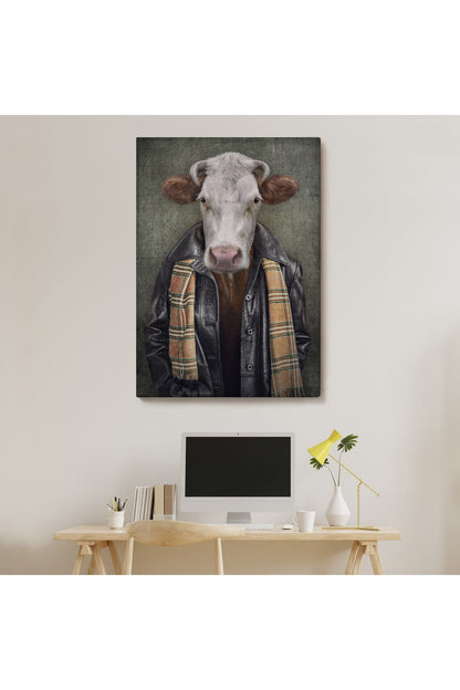 YB HG İnek Kafalı İnsan Kanvas Tablo-4997