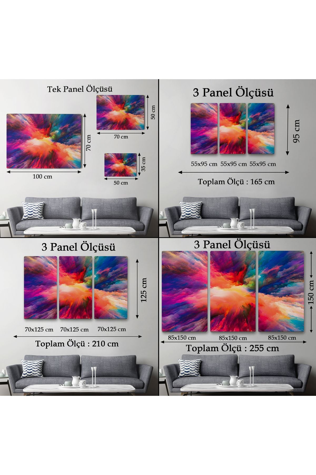 Yaratıcı Renkler Yağlıboya Görünüm Dekoratif Kanvas Duvar Tablosu-3521