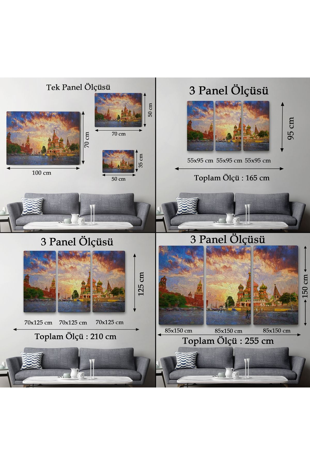 Kızıl Meydan'da Moskova Kremlin ve Aziz Vasil Katedrali Kanvas Tablosu-3696