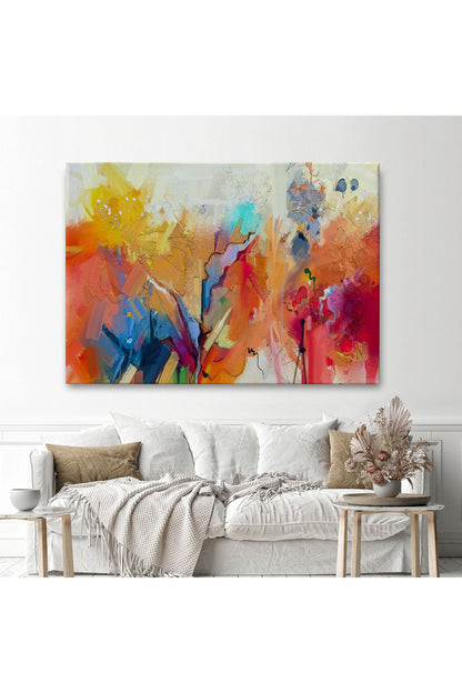 Fırça Darbeli Soyut Yağlıboya Görünüm Dekoratif Kanvas Duvar Tablosu-3582