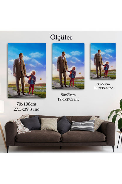 Atatürk ve Çocuk El ele Kanvas Tablo-GA-150