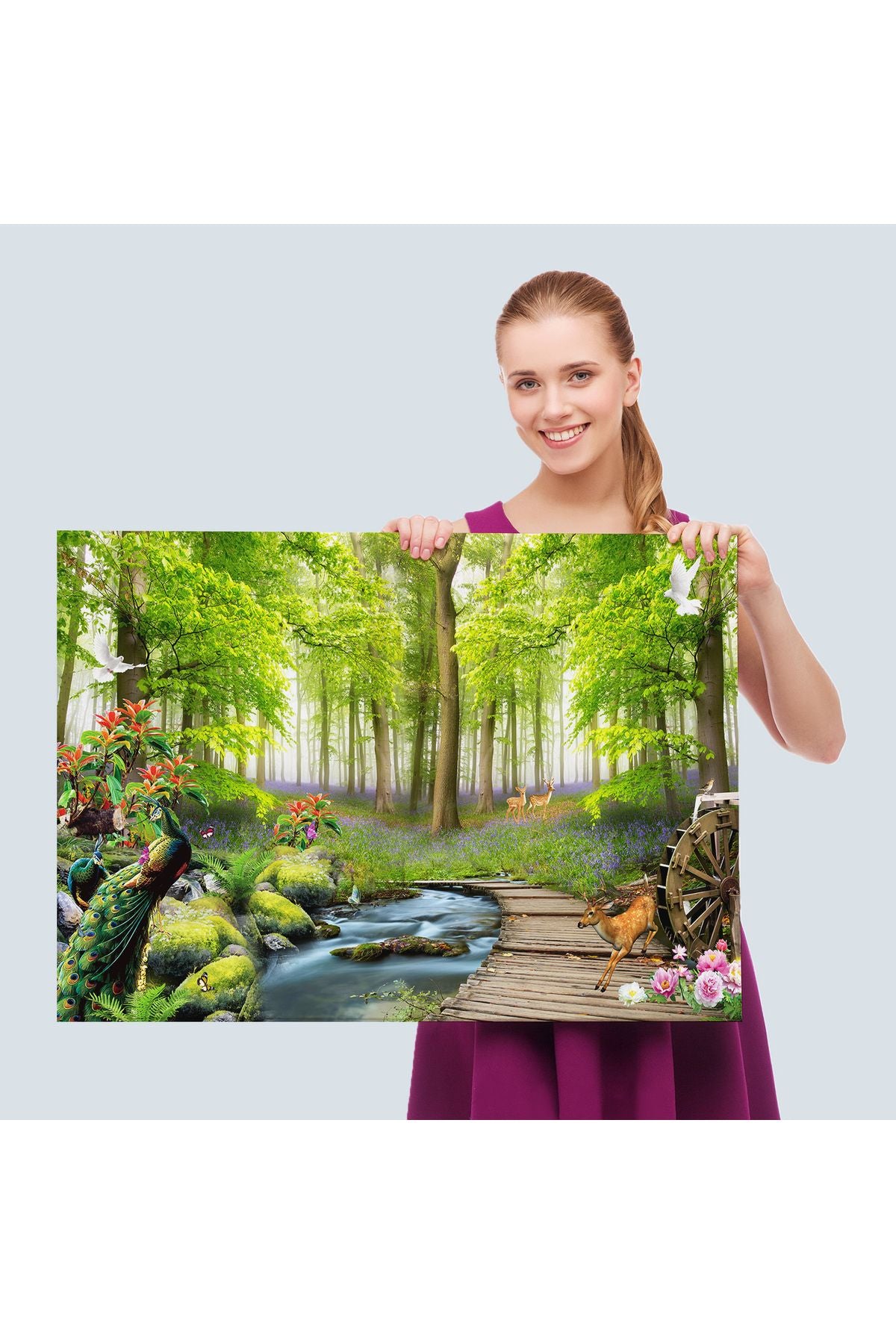 Ormandaki Hayvanlar Dekoratif Kanvas Duvar Tablosu-3713