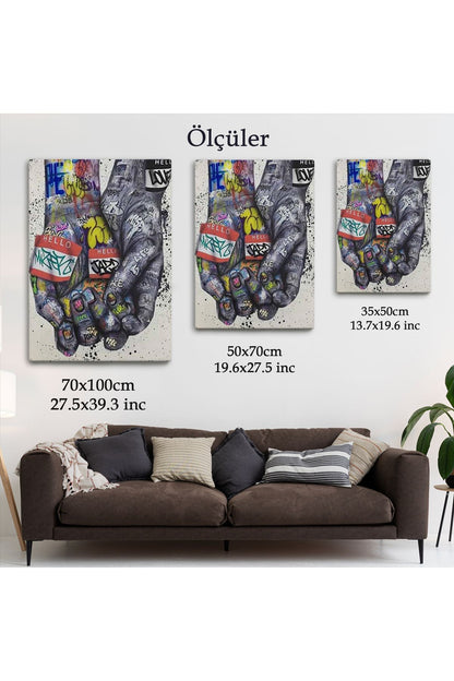 Banksy Tarzı Kanvas Duvar Sanatı, Graffiti El Duvar Posteri Kanvas Tablo-5311