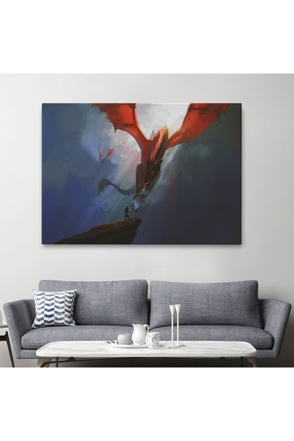 Ejderhanın Kaşındaki Savaşçı Kanvas Tablo-5083