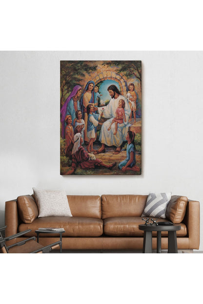 İsa Mesih ve Çocuklar Dekortif Duvar Tablosu-6236