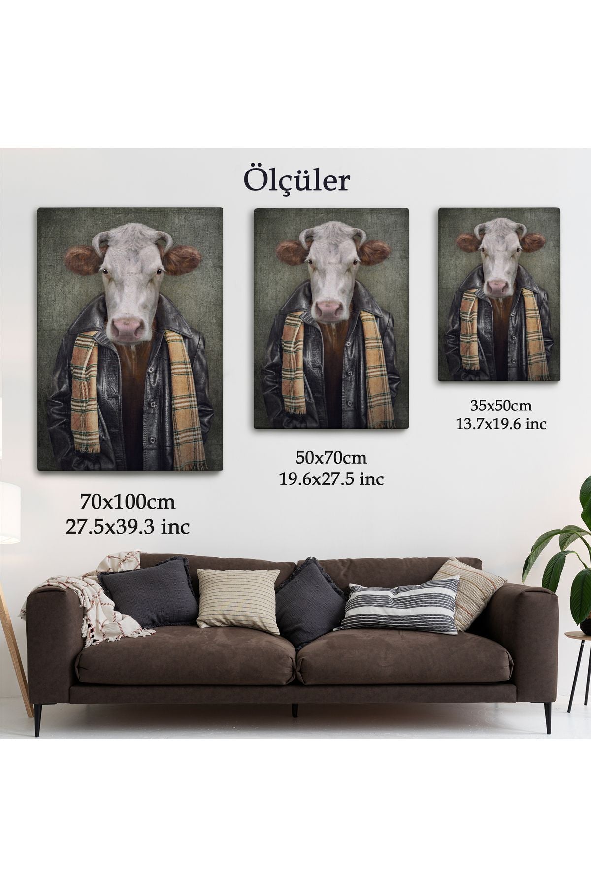 YB HG İnek Kafalı İnsan Kanvas Tablo-4997