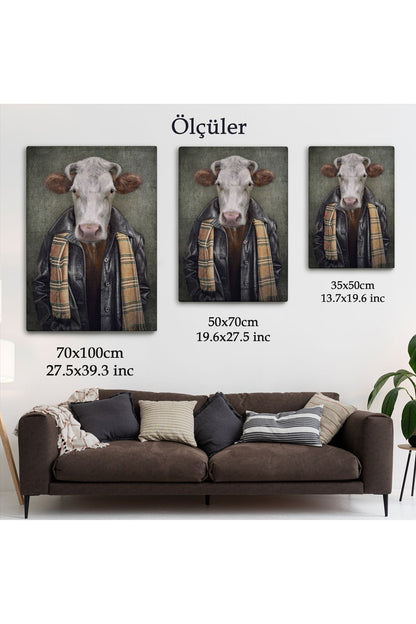 YB HG İnek Kafalı İnsan Kanvas Tablo-4997