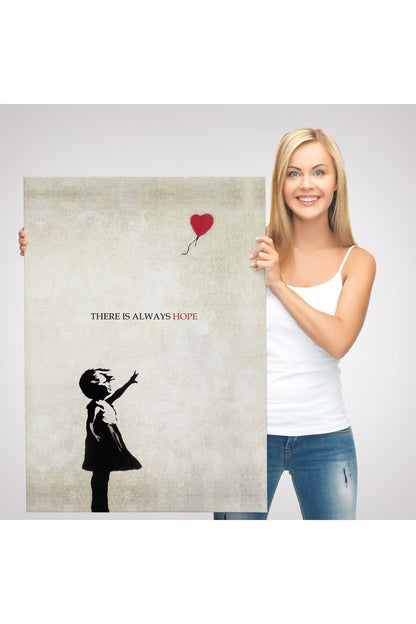 Banksy Kırmızı Balonlu Kız Dekoratif Modern Kanvas Tablo-4962