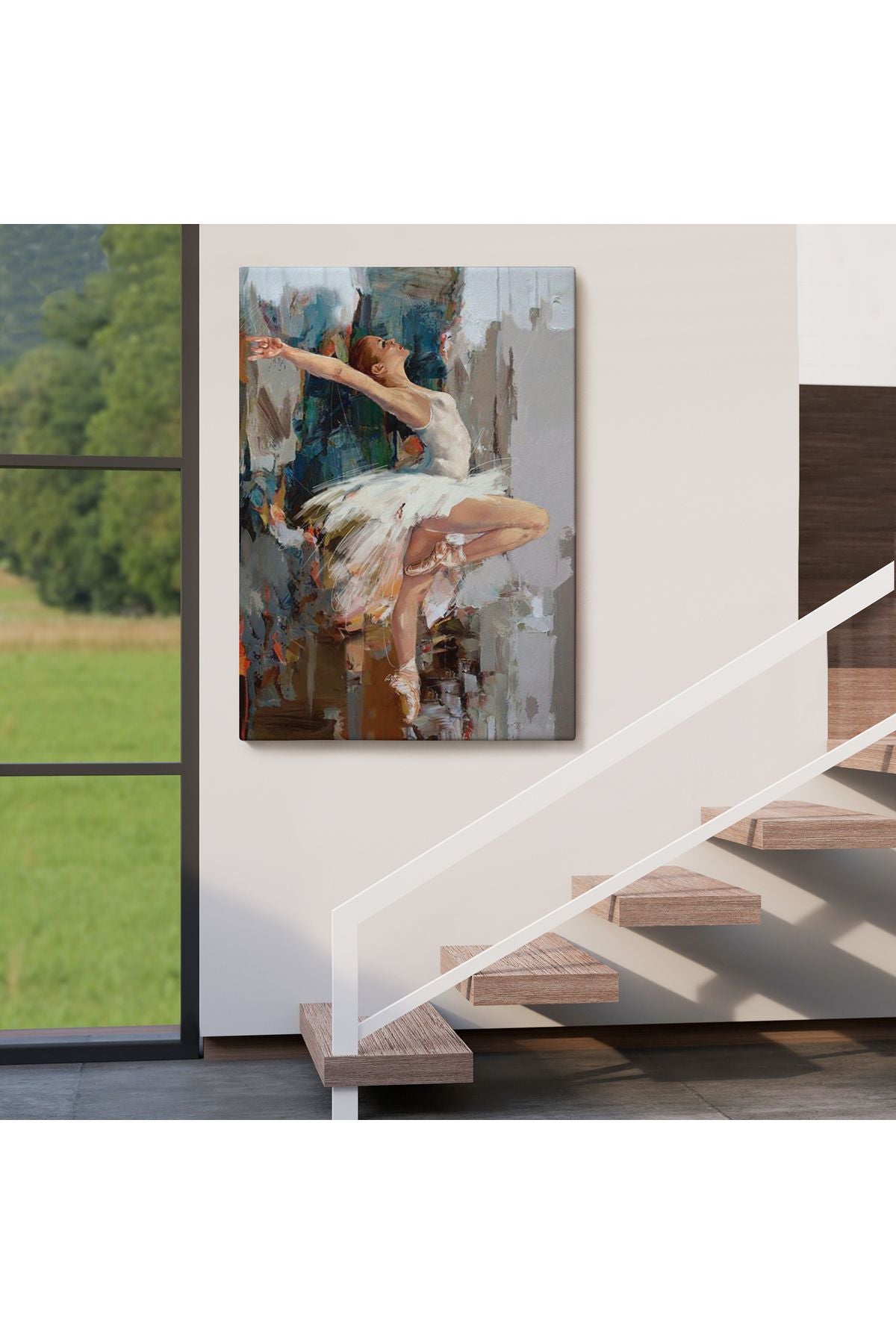 Beyaz Elbiseli Bale Yapan Güzel Kız Duvar Tablosu-6077