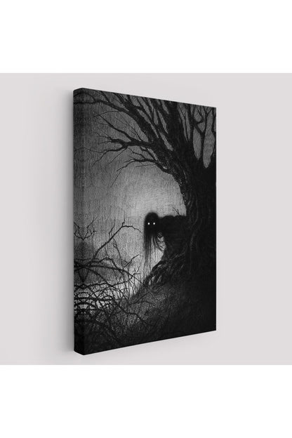 Karanlık İçindeki Korkunç Bir Çift Göz Tablosu-6288