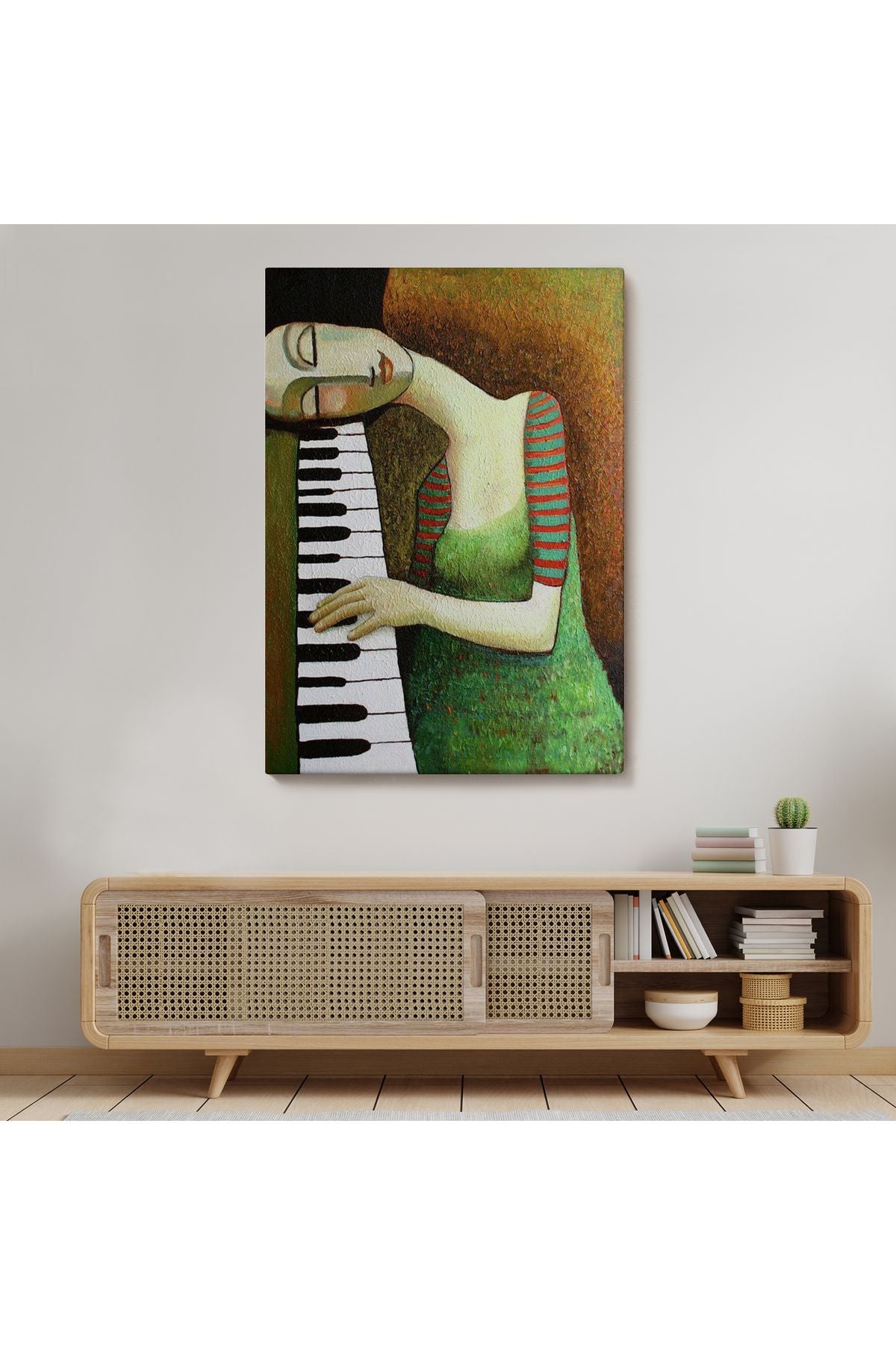 Dekoratif Kanvas Tablo, Duvar Tablosu-Piyano Virtüözü Kadın 6495