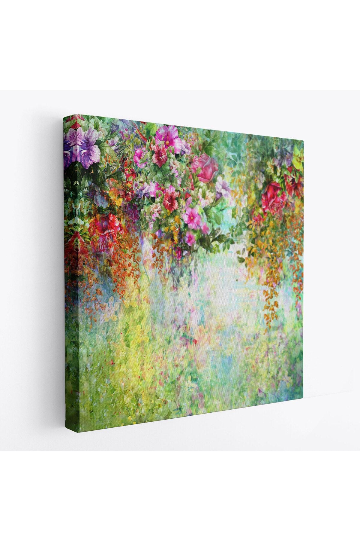 Soyut Çiçekler Suluboya Görünüm Dekoratif Kanvas Duvar Tablosu-5832