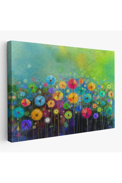 Soyut Çiçekler Suluboya Görünüm Dekoratif Kanvas Duvar Tablosu-3467