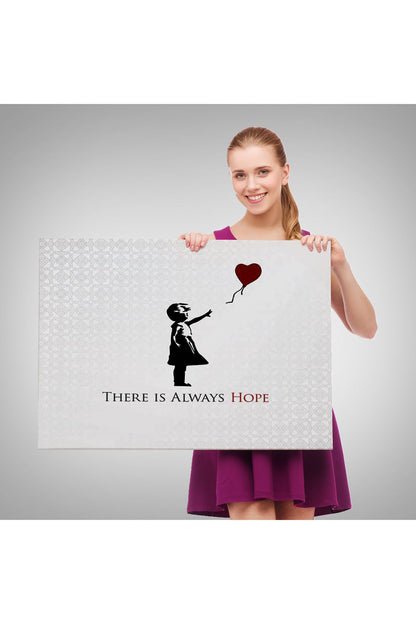 Banksy Kırmızı Balonlu Kızın'ın Her Zaman Umut Vardır Yazılı Tablosu-5012